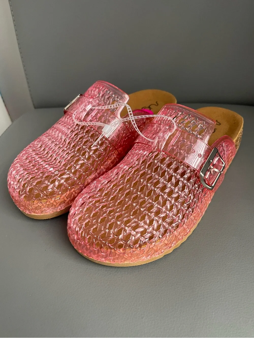Sugar Pink Jelly Clogs Cork Footbed Slides Sandals Girls Size 5